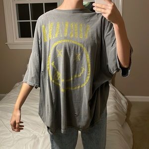 Distressed over sized shirt